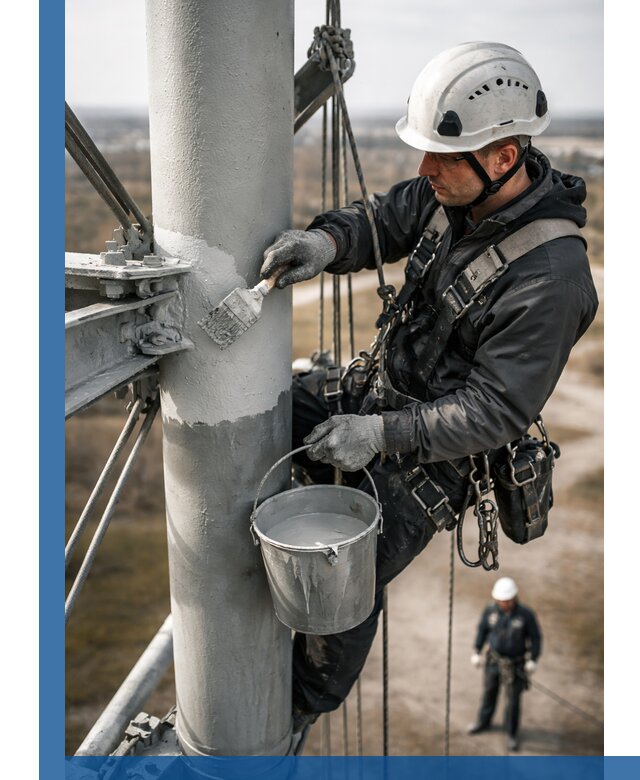 Покраска мачт связи в Ессентуках промышленными альпинистами
