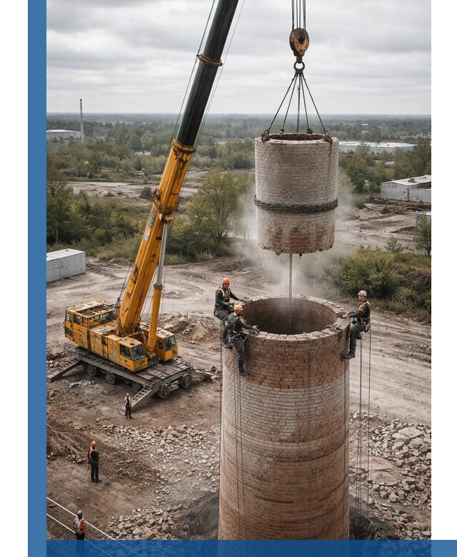 Демонтаж дымовой трубы в Ессентуках с гарантиями безопасности