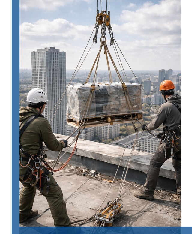 Подъем и монтаж крупногабаритных грузов на крышу в Ессентуках