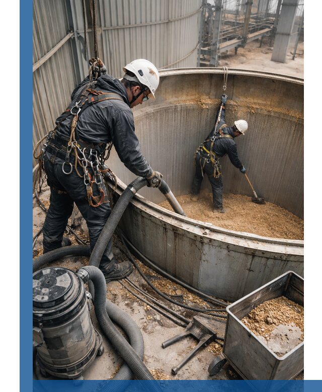 Профессиональная чистка зерновых бункеров в Ессентуках с выездом