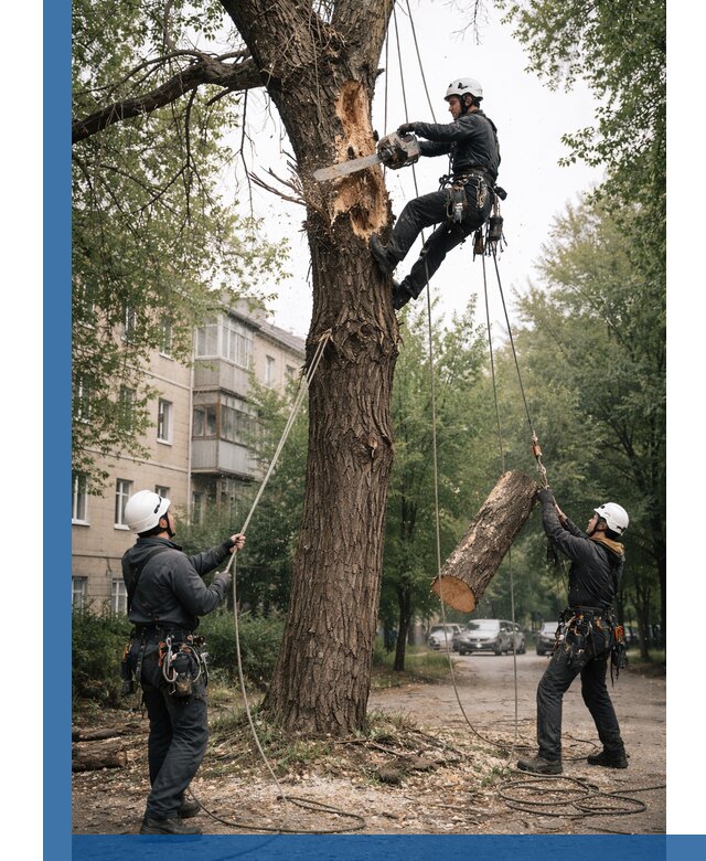 Срочное удаление аварийных деревьев в Ессентуках с гарантией безопасности