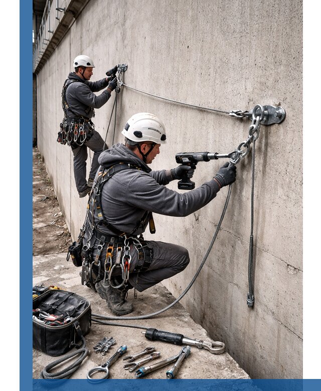 Монтаж анкерных линий высотной безопасности в Ессентуках